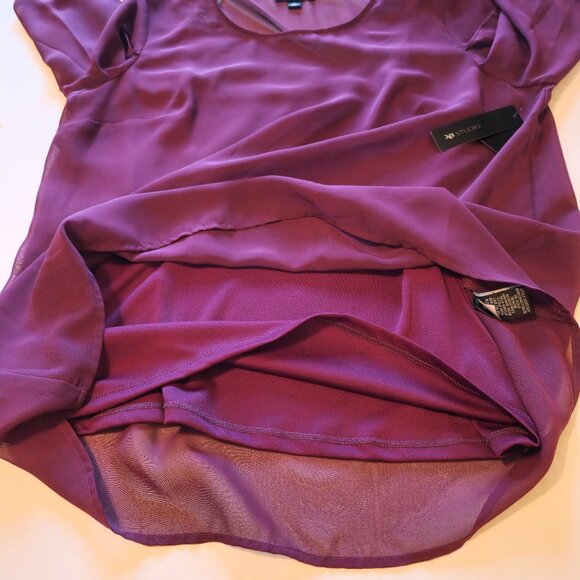 New AB Studio top Women's large Tulip sleeves Sheer fairy breezy lightweight - Picture 7 of 16